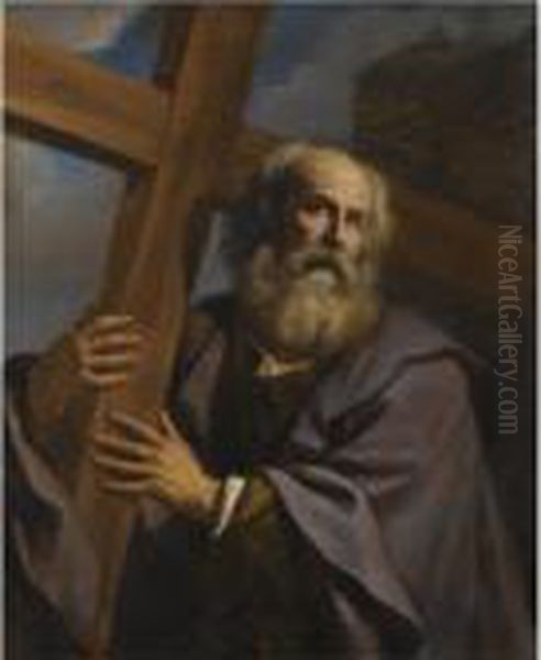 Saint Andrew Bearing His Cross Oil Painting by Giovanni Francesco Barbieri