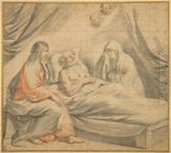 Death Of St. Joseph Oil Painting by Giovanni Francesco Barbieri