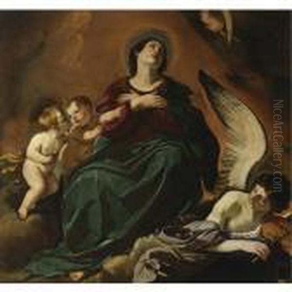 The Assumption Of The Virgin Oil Painting by Giovanni Francesco Barbieri