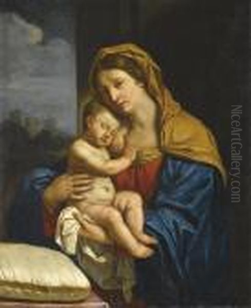 Madonna Con Bambino Oil Painting by Giovanni Francesco Barbieri