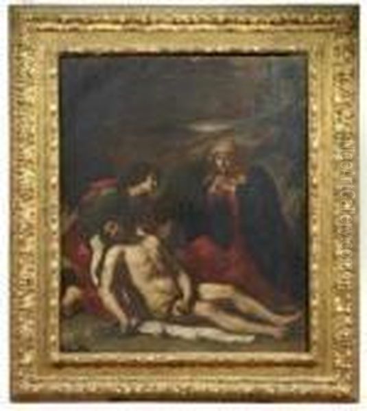 Cristo Deposto Fra San Giovanni Evangelista E La Vergine Oil Painting by Giovanni Francesco Barbieri
