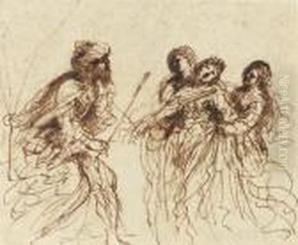 Esther And Ahasuerus Oil Painting by Giovanni Francesco Barbieri