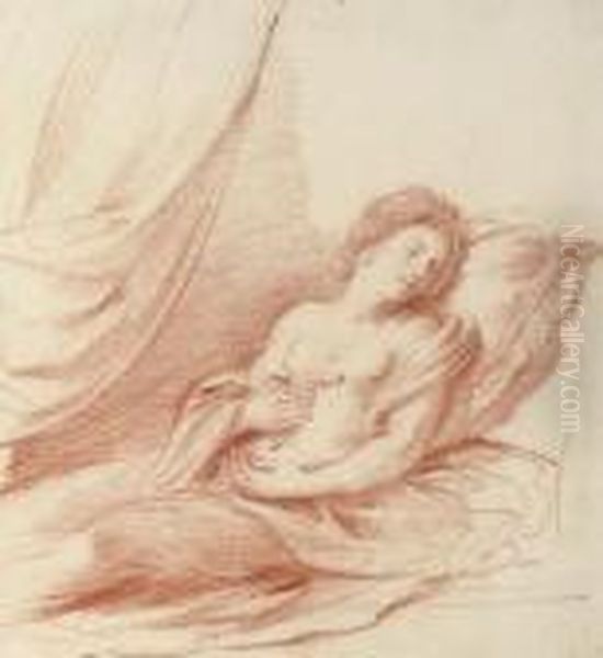 Cleopatra Bitten By The Asp Oil Painting by Giovanni Francesco Barbieri