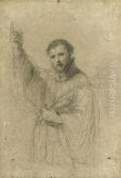 Saint Francis Xavier Holding A Lily Oil Painting by Giovanni Francesco Barbieri