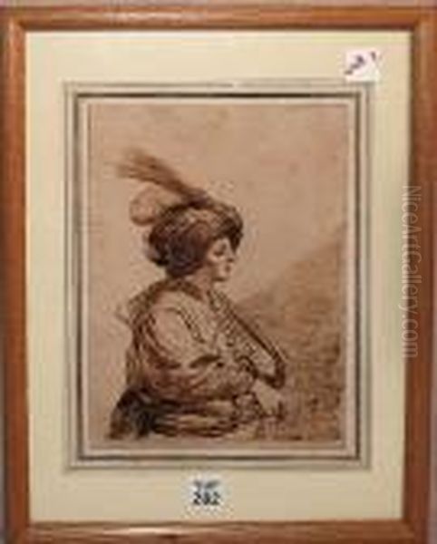 Singing Troubadour Oil Painting by Giovanni Francesco Barbieri