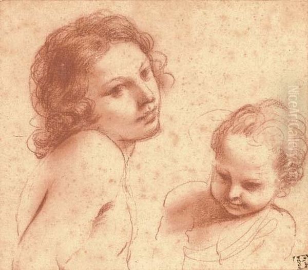 Heads Of A Youth And A Young Boy Oil Painting by Giovanni Francesco Barbieri