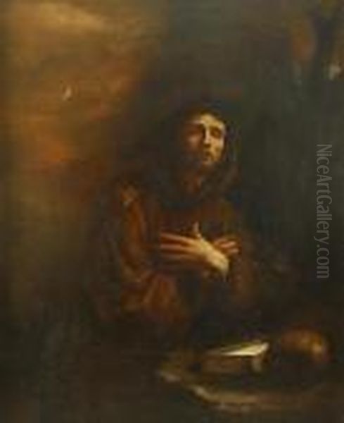 San Francisco En Oracion Oil Painting by Giovanni Francesco Barbieri
