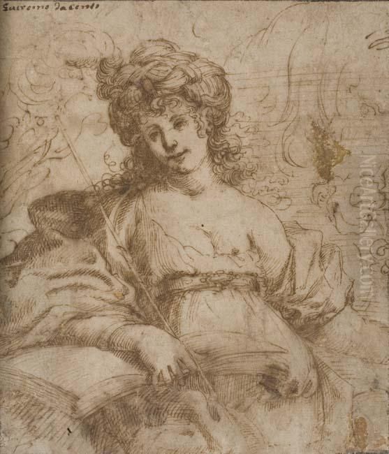 Study Of A Woman With A Turban Oil Painting by Giovanni Francesco Barbieri