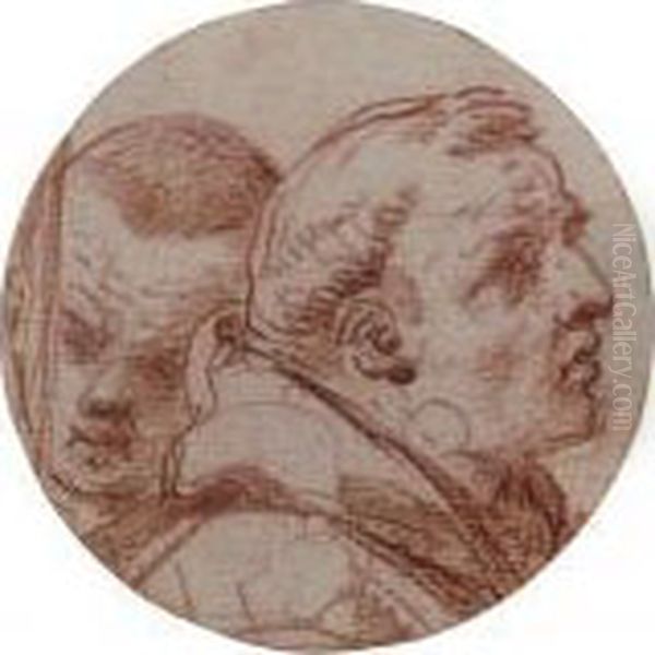 Saint Anthony Of Padua (?) And An Acolyte Oil Painting by Giovanni Francesco Barbieri