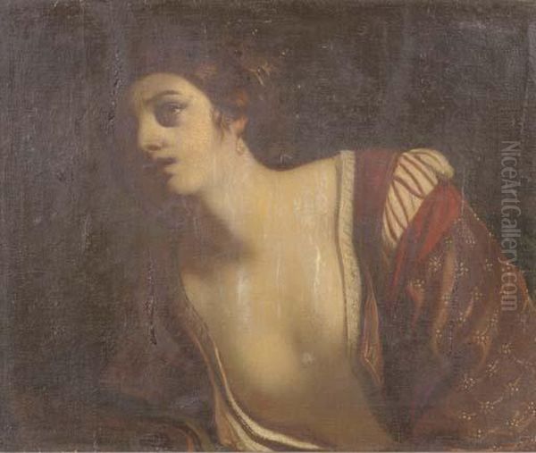 A Female Saint Oil Painting by Giovanni Francesco Barbieri