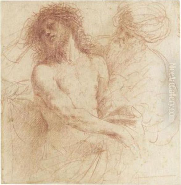 Christ Crowned With Thorns Oil Painting by Giovanni Francesco Barbieri