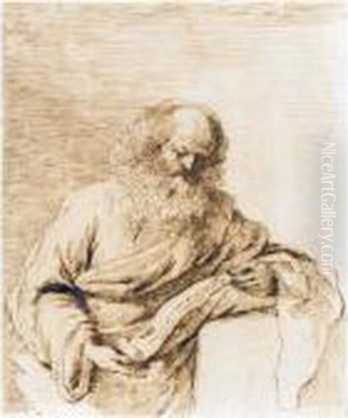 The Prophet Isaiah Reading From A Scroll Oil Painting by Giovanni Francesco Barbieri