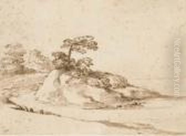 Un Paysage De Mer Avec Une Fortification Au Fond Oil Painting by Giovanni Francesco Barbieri