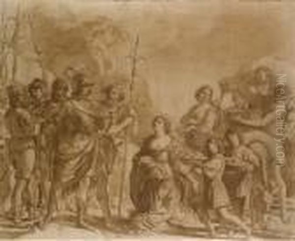 Davide E Abigail Oil Painting by Giovanni Francesco Barbieri