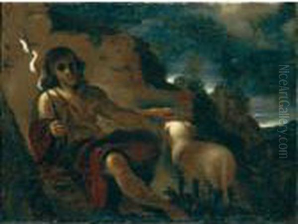 San Giovanni Battista In Un Paesaggio Oil Painting by Giovanni Francesco Barbieri
