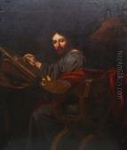 San Luca Ritrae La Vergine Oil Painting by Giovanni Francesco Barbieri