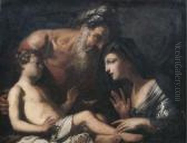 Elijah And The Widow Of Zarephath Oil Painting by Giovanni Francesco Barbieri