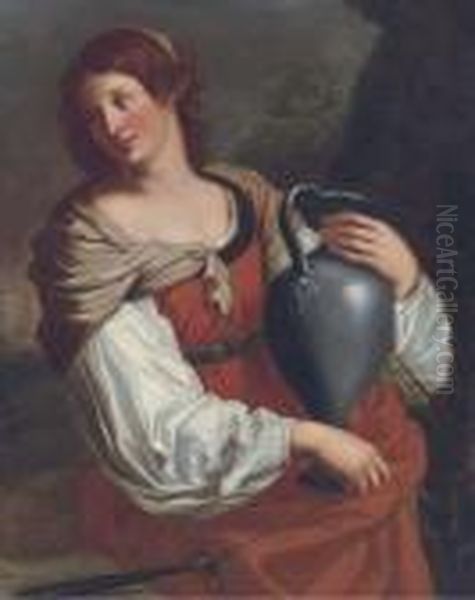 Rebecca At The Well Oil Painting by Giovanni Francesco Barbieri