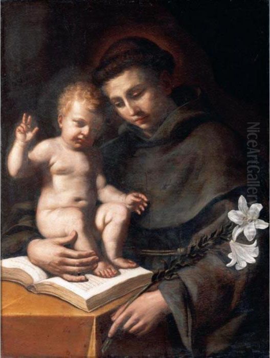 Saint Anthony Of Padua With The Infant Christ Oil Painting by Giovanni Francesco Barbieri