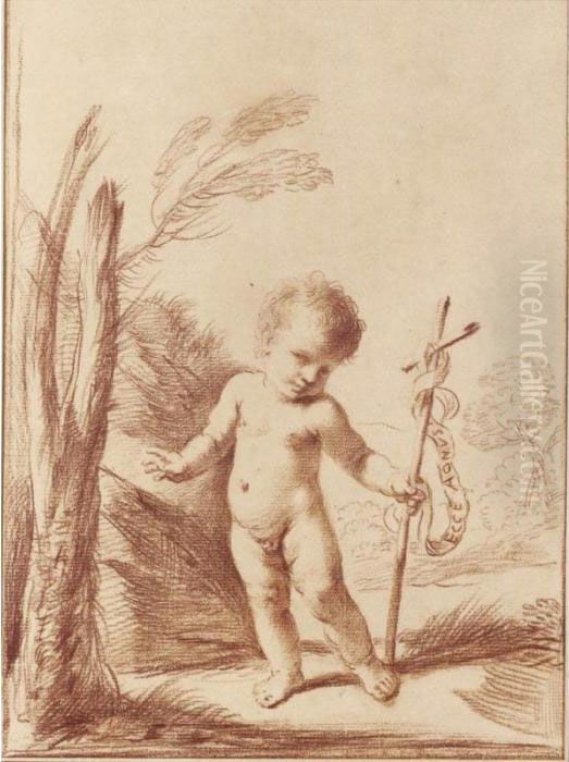 The Infant St. John The Baptist Standing In A Landscape Oil Painting by Giovanni Francesco Barbieri