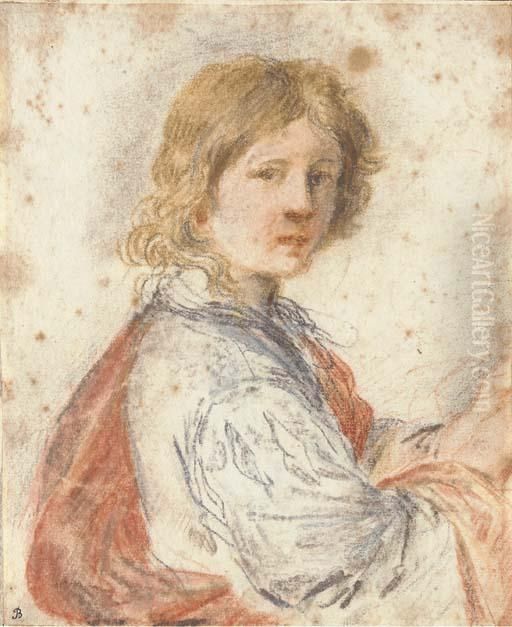 A Young Man, Half-length Oil Painting by Giovanni Francesco Barbieri