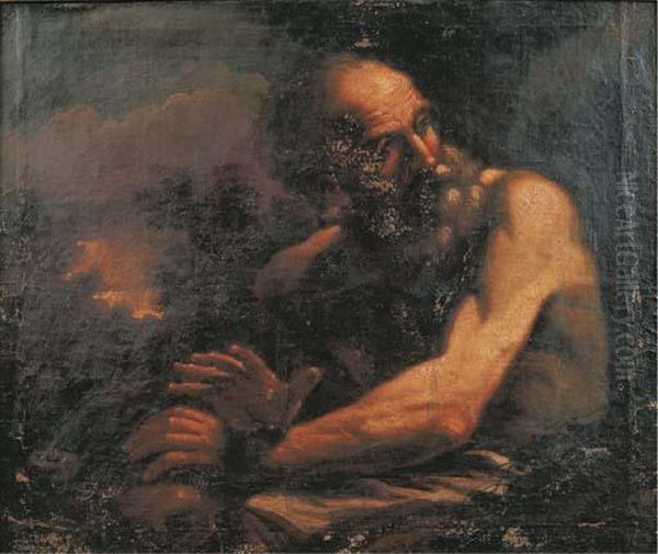 San Girolamo In Paesaggio Oil Painting by Giovanni Francesco Barbieri