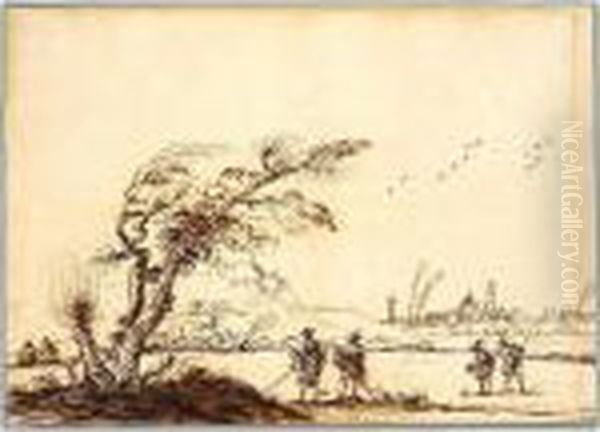 Pen And Brown Ink And Wash Oil Painting by Giovanni Francesco Barbieri