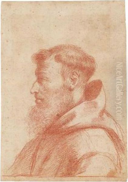 A Portrait Of A Monk In Profile Oil Painting by Giovanni Francesco Barbieri