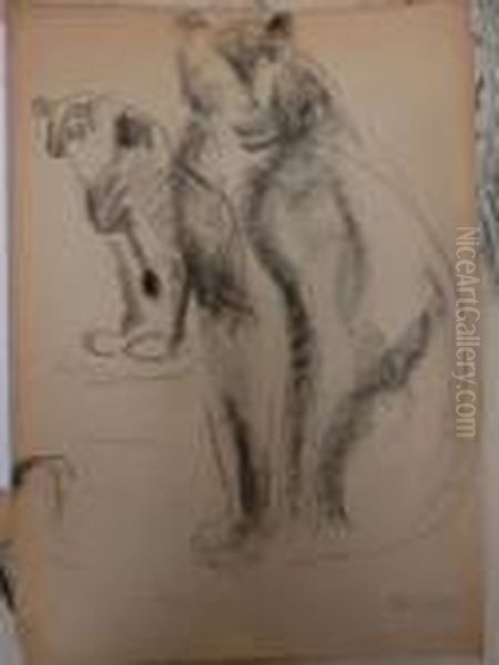 Des Jaguars Oil Painting by Gustave Guetant