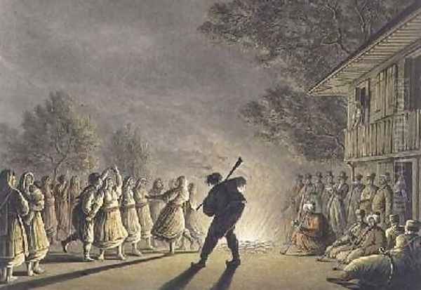 The Dance of the Bulgarian Peasants Oil Painting by Luigi Mayer