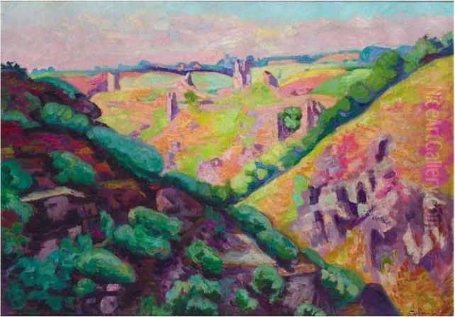 Les Ruines Du Chateau De Crozant Oil Painting by Armand Guillaumin