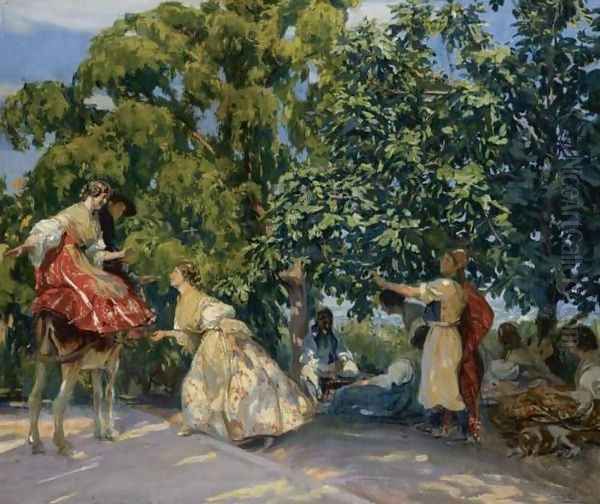 La Paella Oil Painting by Jose Mongrell Torrent