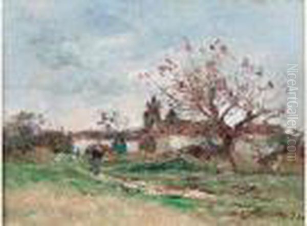 L'entree Du Village Oil Painting by Jean Baptiste Antoine Guillemet