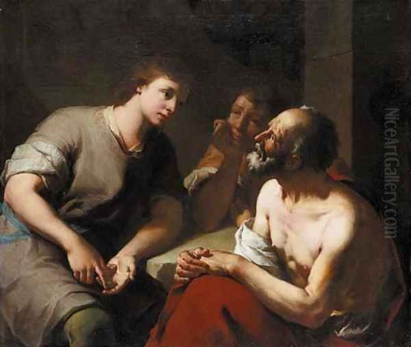 Joseph interpreting the dreams of Pharaoh's Butler and Baker Oil Painting by Domenico Maggiotto