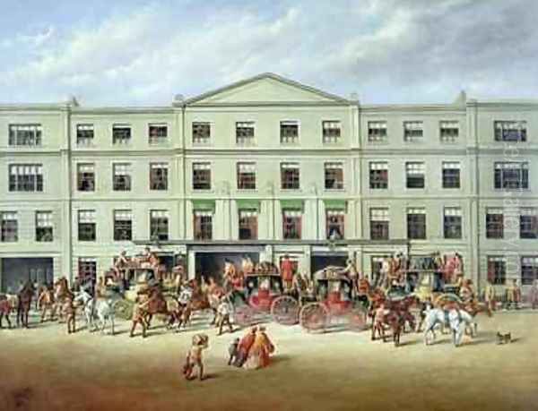 Changing Horses outside the Plough Inn Cheltenham Oil Painting by John Charles Maggs