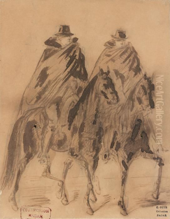 Don Quichotte Et Son Serviteur Oil Painting by Constantin Guys