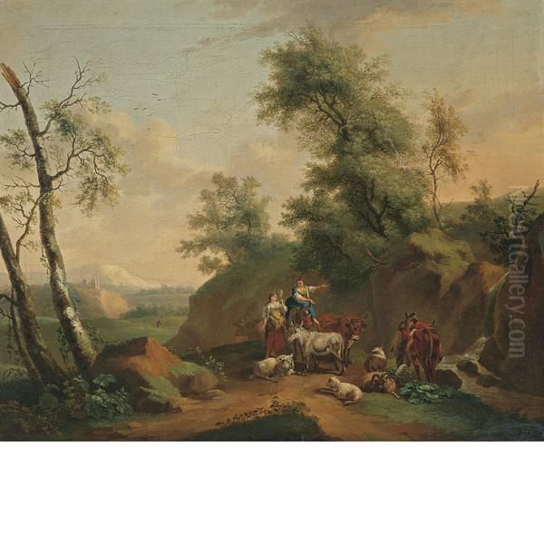 San Pietro Di Careggi 
Paesaggio Con Pastori E Arment Oil Painting by Jacob Philipp Hackert