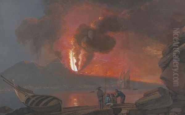 Umkreis
Der Ausbruch Des Vesuvs Vom Capo Di Posillipo Aus Gesehen. Oil Painting by Jacob Philipp Hackert
