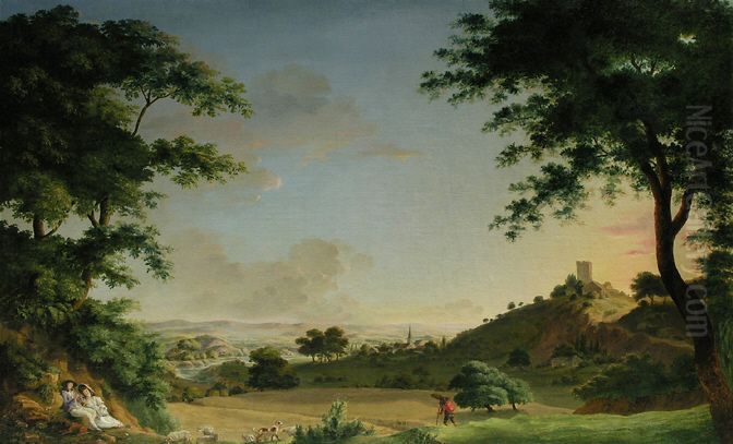 Flusslandschaft Mit Liebespaar Oil Painting by Jacob Philipp Hackert
