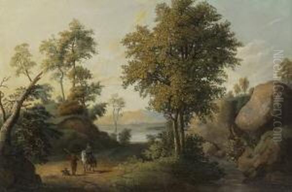 Felsige Waldlandschaft Mit Einem
 See. Oil Painting by Jacob Philipp Hackert
