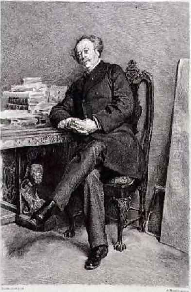 Alexandre Dumas fils 1824-95 French novelist and playwright Oil Painting by Jean-Louis-Ernest Meissonier