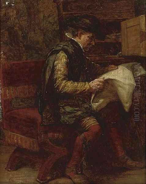 The latest news Oil Painting by Jean-Louis-Ernest Meissonier