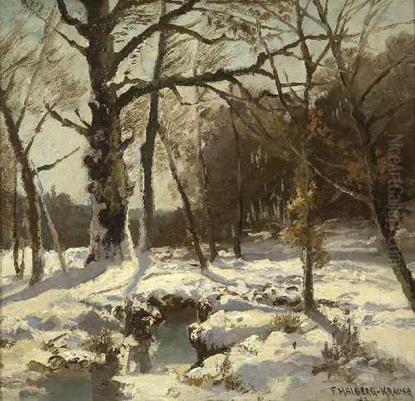 Winterlandschaft. Oil Painting by Fritz Halberg-Krauss