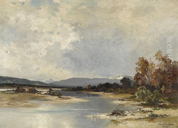 Isarlandschaft Bei Lenggries Oil Painting by Fritz Halberg-Krauss