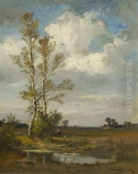 Moorlandschaft Mit
 Birken. Oil Painting by Fritz Halberg-Krauss