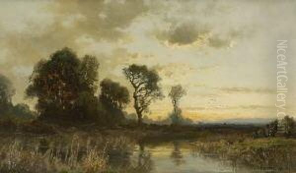 Moorlandschaft Im
 Abendlicht. Oil Painting by Fritz Halberg-Krauss