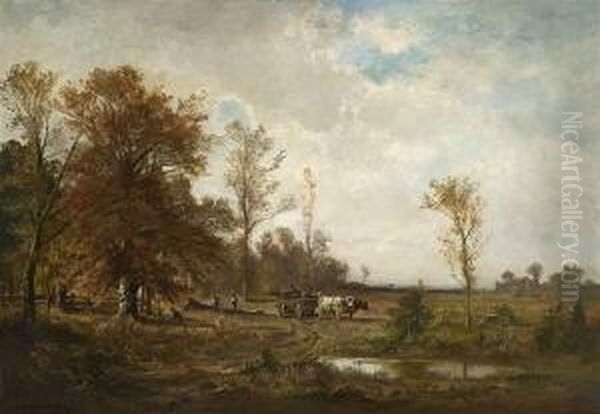 Herbstliche
 Baumlandschaft Oil Painting by Fritz Halberg-Krauss