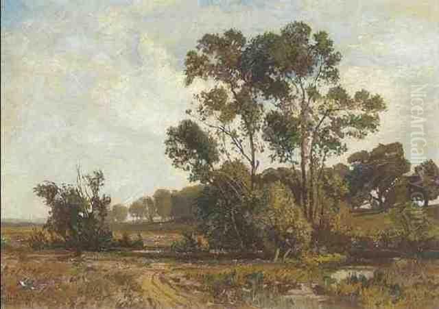 Baumlandschaft Mit Bachlauf Rechts Oil Painting by Fritz Halberg-Krauss