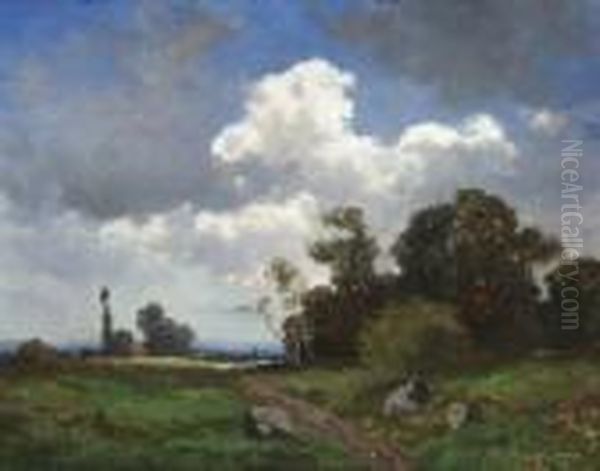 Oberbayerische
 Landschaft. Oil Painting by Fritz Halberg-Krauss