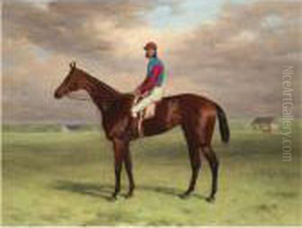 The Rev. John William King's (mr Launde's) Bay Filly 
Agility
 With Jockey Up At Newmarket Oil Painting by Harry Hall